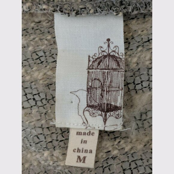 Francescas Open Front Sweater Gray‎ Peach Lightweight Long Sleeve Womens M - Picture 5 of 6